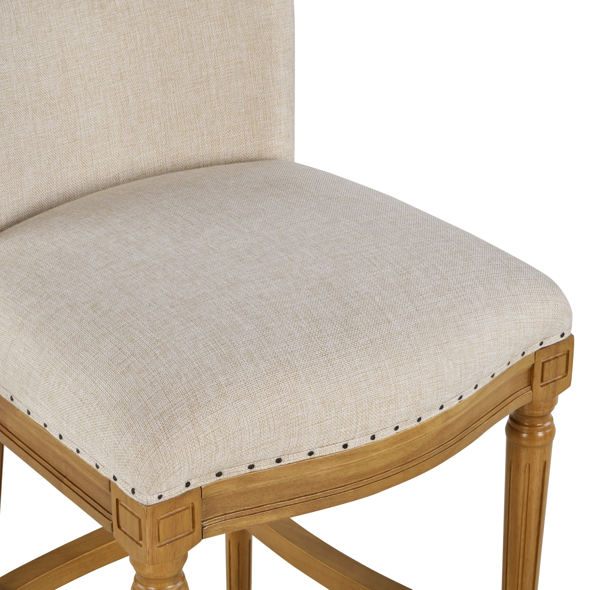 Boraam Francesca Counter Height Stool, 27.75 in., Oak Wood, Tan Linen Seat