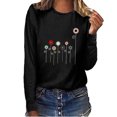 thumbnail image 2 of CEHVOM T-shirt Décontracté Imprimé pour Femmes Col Rond Manches Longues Blouse en Solde, 2 of 5