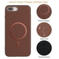 thumbnail image 2 of for iPhone 8 Plus / iPhone 7 Plus Strong Magnetic Case Compatible with Mag-Safe, Luxury Elegant PU Leather TPU Bumper Shockproof Protective Slim Magnetic Phone Cover, Brown, 2 of 6