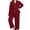 D2-Burgundy, variant on SHOWMALL Women's Plus Size Pajama Sets Long Sleeve Button Down Sleepwear 2-Piece Loungewear with Pockets