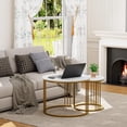 thumbnail image 5 of Modern Faux Marble Nesting Coffee Table 2 Sets, White & Gold End Side Nightstand, Versatile Design, Sturdy Practical Small Space Living Dining Room Table, 5 of 5