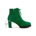 thumbnail image 6 of BLISSFUL STEP Women's Ankle Boots Faux Suede Platform Combat Chunky Heel Lace Up Zipper Lug Sole Boots Green 9, 6 of 8