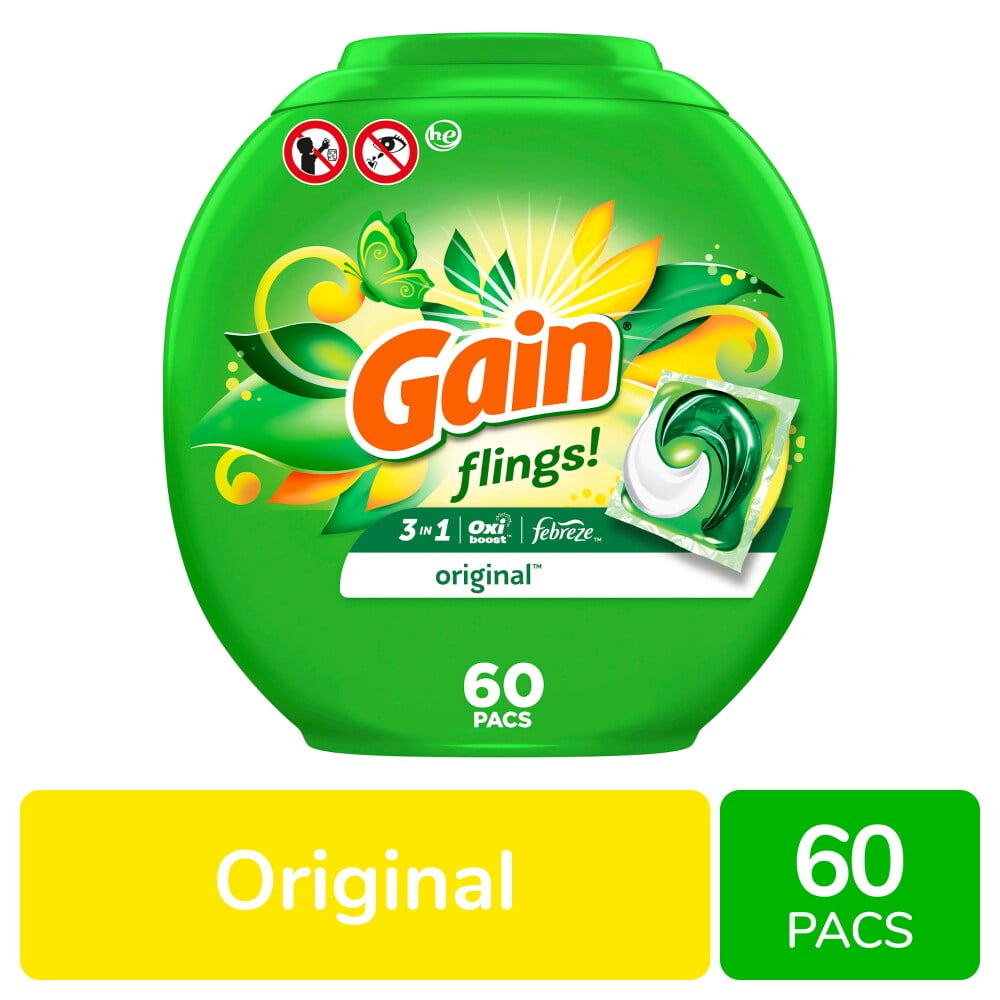 Gain Flings Original Scent Laundry Detergent Pods 60 ct - 3 Pack