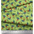 thumbnail image 2 of Soimoi Polyester Crepe Fabric Text,Rugby Ball & Bird Cartoon Printed Craft Fabric by The Yard 52 Inch Wide, 2 of 3