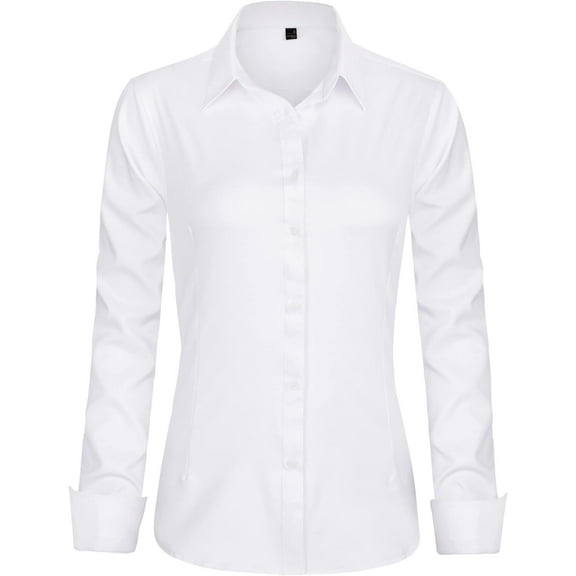 Womens Dress Shirts Long Sleeve Button Down Shirts Wrinkle-Free Solid Work Blouse