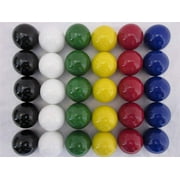 Big 30 Large 1" (25mm) Replacement Solid Glass Marbles for Chinese Checker, Aggravation, Dirty Marbles, Board Game (5 Each of Red, Blue, Yellow, White, Green, Black)