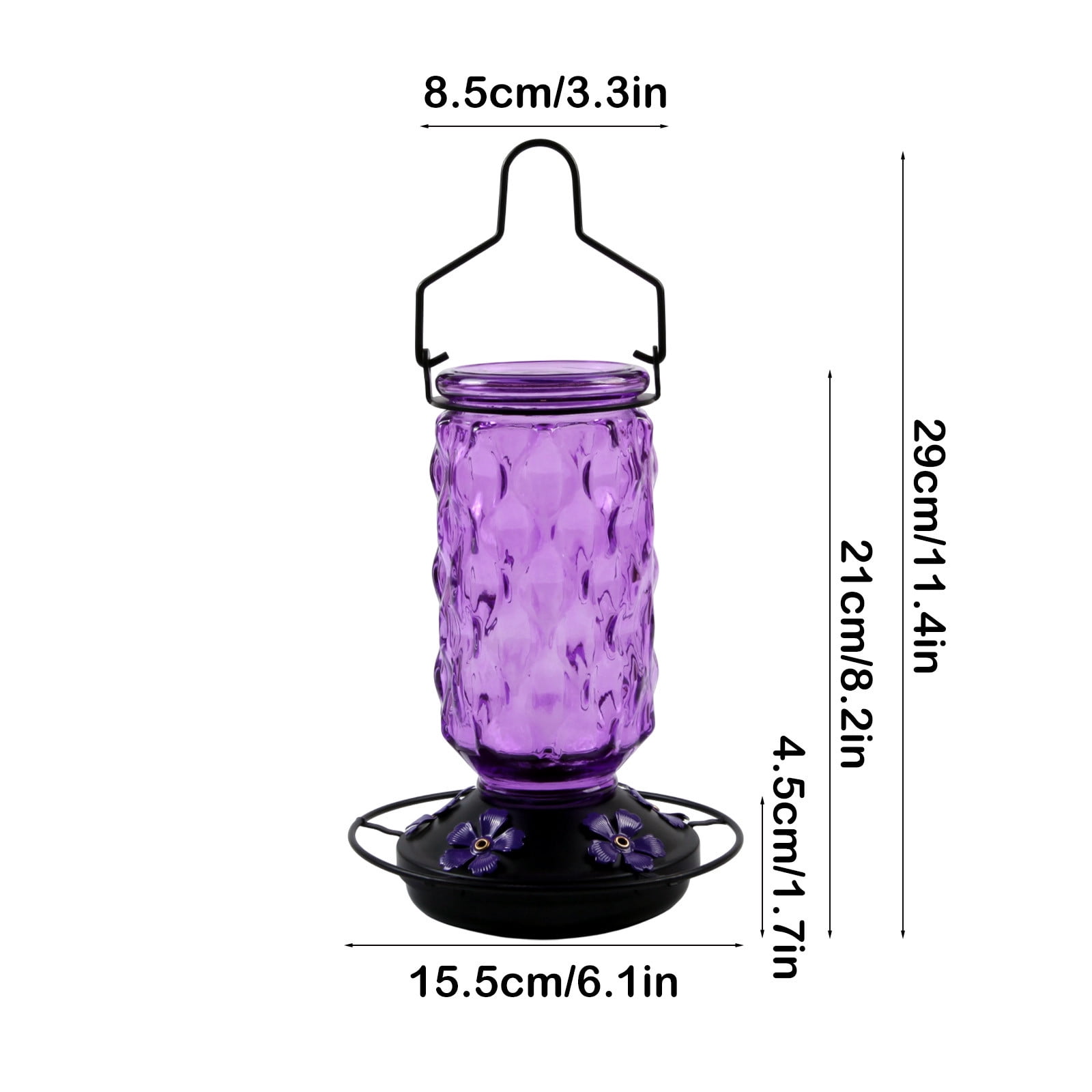 Five Port Wide Mouth Glass Hummingbird Feeder, Clear Leak Proof Outdoor Feeder for Easy Filling, for Garden Backyard Decor and Attracting Multiple Hummingbirds