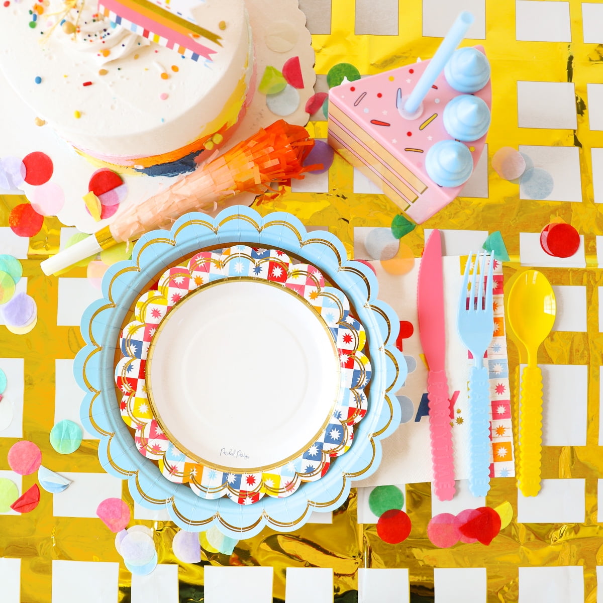 Packed Party "Check It Out" Multicolor 9" Dinner Plates, 10 CT