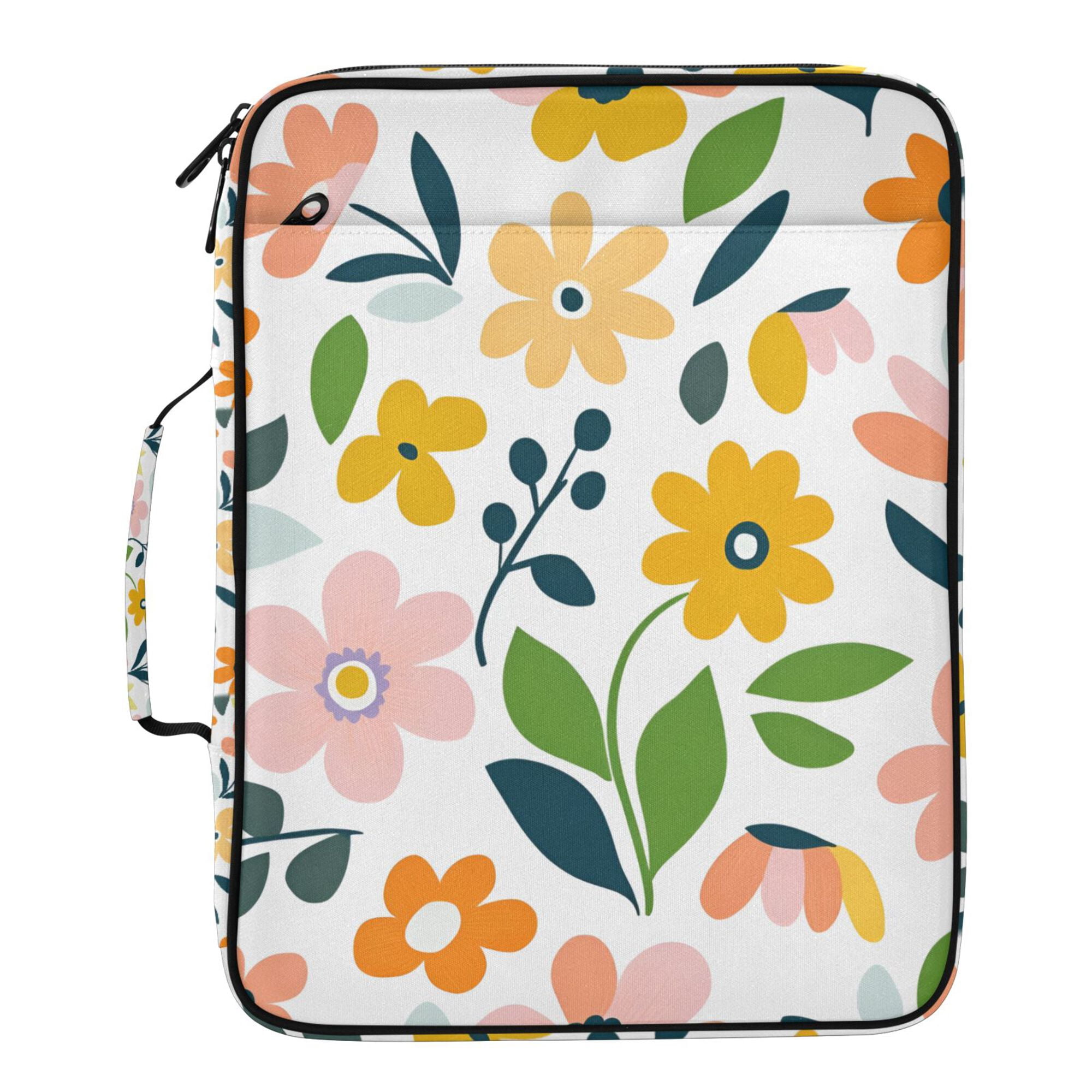 FORMRS Accordion File Folder A4 Size 7-Pocket Expanding Document Organizer Bag with 3 Ring Binder, Retro Yellow Floral