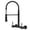 Matte Black, variant on Wall Mount Kitchen Faucet Single Handles, 8 Inch Center Wall Commercial Utility Sink Faucet with Pull Out Sprayer 2 Modes, Stainless Steel, Brushed Nickel