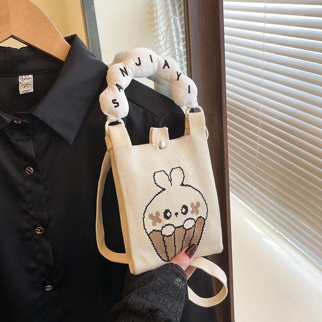 Mujeres Bolsos Hombro Punto Lindo Bolso Suave Y Acolchada Mini Manejo Tejido (estilo 3)