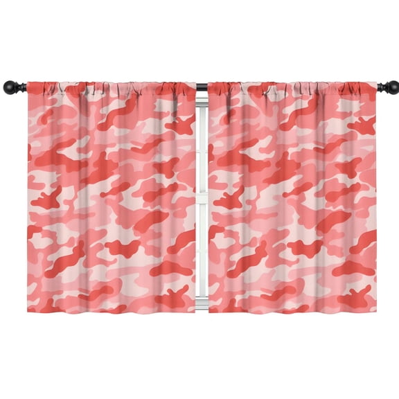Blackout Kids Curtains,Red Pink Camo Classic Shapes Pattern Childrens Insulated Curtains Set Of 2,Bedroom Essentials,Toddler Room Decor 42"x54"