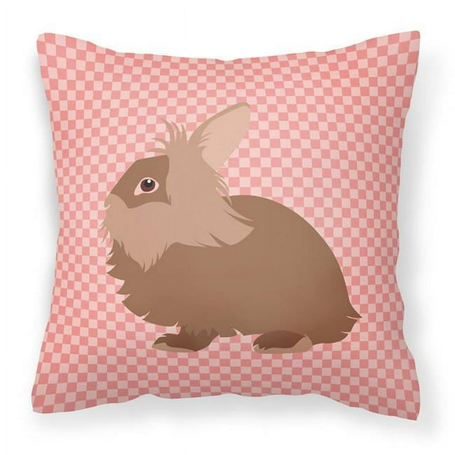 Carolines Treasures BB7960PW1818 Lionhead Rabbit Pink Check Fabric Decorative Pillow, 18 x 18 in.