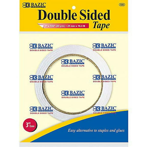 BAZIC Double Sided Tape 1" X 20 Yard (720"), 1-Pack