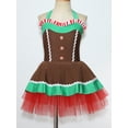thumbnail image 3 of Hansber Robe de Danse Tutu Bouffante de Noël pour Filles Enfants, Robe de Patinage Artistique à Dos Ouvert, Brun 6, 3 of 7