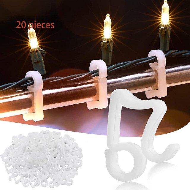ZHAOCHENG 20 clips de luz navideña, mini clips de luz para luces navideñas, ganchos de clip para canalones para colgar luces de cadena al aire libre.