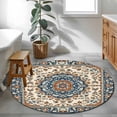thumbnail image 3 of Round Rugs 4Ft, Orange Blue Boho Southwestern Round Area Rug Washable Indoor Throw Carpet, Antique Ethnic Rustic Soft Non Slip Circle Rug for Kitchen Nursery Room Home Decor Aesthetic, 3 of 8