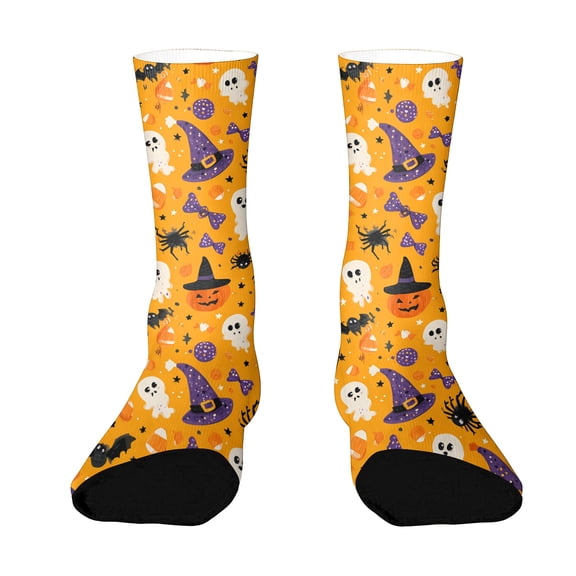 Garbnen Halloween Socks Funny Pumpkin Socks Full Moon Graphic Mid Calf Spooky Novelty Cozy Women Men Crew Socks