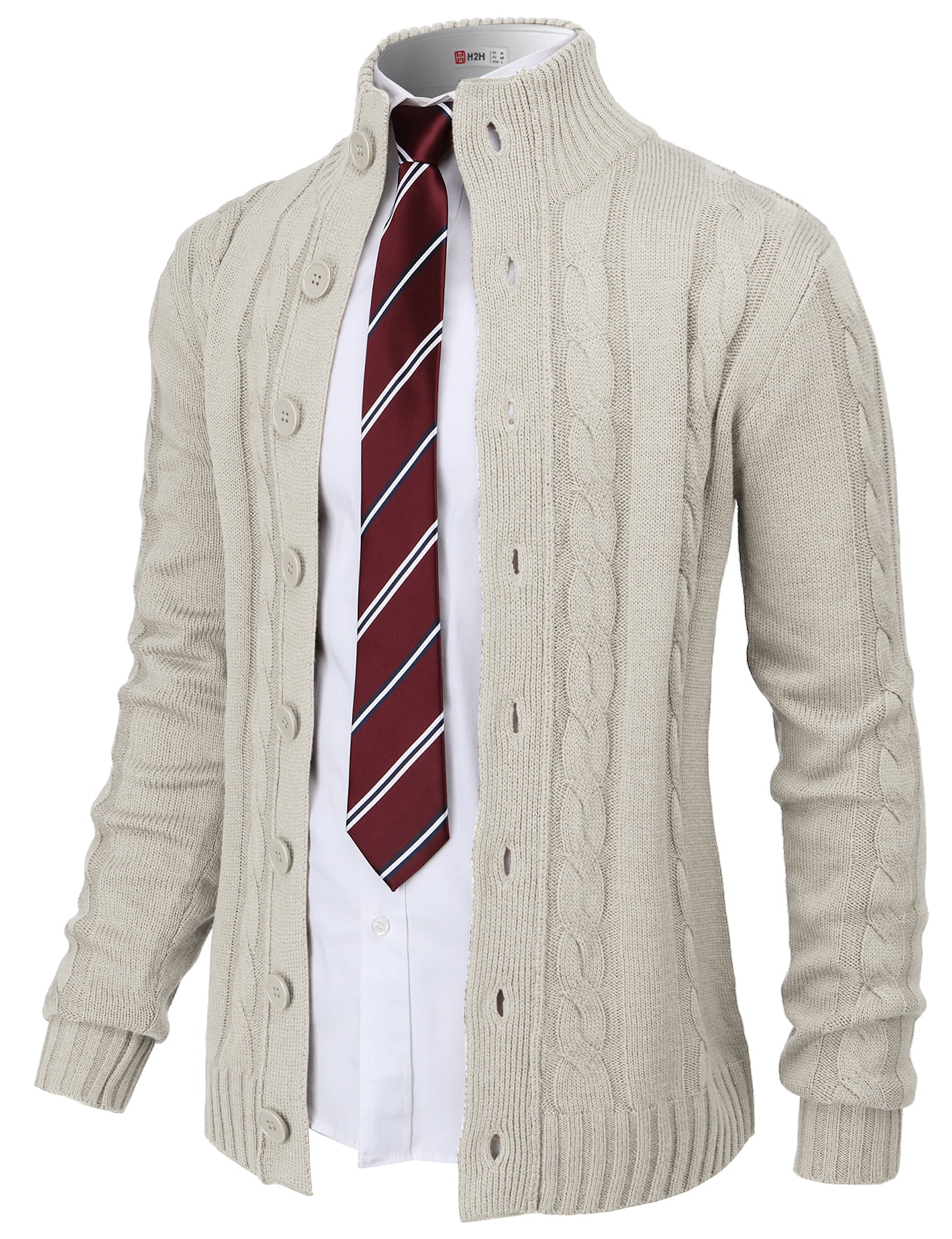 H2H Mens Casual Slim Fit Knitted Cardigan Button Closure Long Sleeve Basic Designed 