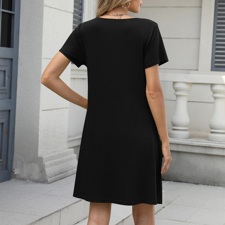 Casual T-Shirt Dress for Women Summer Short Sleeve Swing Mini Dress Soft Comfy A-Line Loose Fit Everyday Dresses - Walmart.com Casual T-Shirt Dress for Women Summer Short Sleeve Swing Mini Dress Soft Comfy A-Line Loose Fit Everyday Dresses - Walmart.com
