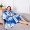 thumbnail image 5 of Oversized Wearable Blanket Hoodie,Blue Tie Dye Mandala Pattern Sherpa Blanket Hoodie with Super Pockets,Super Warm Fuzzy Pullover for Women & Men, 5 of 6