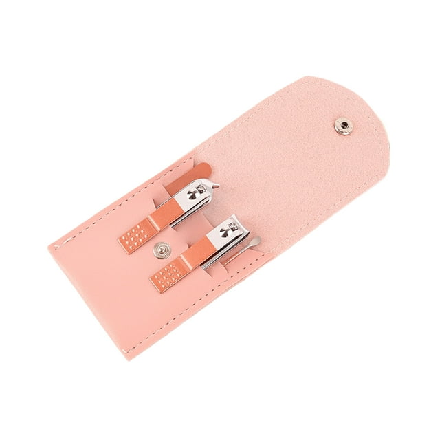 Kit de manicura versátil Qarigey Juego de herramientas para uñas Tijeras Estuche de cuero Rosa
