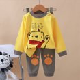 thumbnail image 2 of NOLDARES Toddler Baby Boy Clothes Print Long Sleeve Sweatshirt Tops Pants Set 2pcs Fall Winter Outfits Casual Clothing(Yellow,6-12 M), 2 of 7