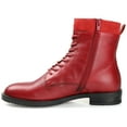 thumbnail image 2 of Journee Signature Womens Genuine Leather Natara Round Toe Stacked Combat Booties, 2 of 8