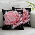 thumbnail image 3 of Chilfamy Pink Rose Pillow Cover ,Women Pink Sequin Print Valentine's Day Decor Reversible Throw Pillow Cover Case,Watercolor Botanic Plants Square Cushion Cover Set for Living Room Multi-Size, 3 of 5