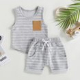 thumbnail image 1 of Trajes De Verano Camisetas sin mangas a rayas para bebés y pantalones cortos, ropa bonita para recién nacidos de 2 piezas (gris 6-9M) Cgtredaw Para estrenar, 1 of 1
