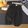 thumbnail image 2 of 6-7T Toddler Solid Color Lightweight Jogger Pants, Elastic Waist Loose Casual Trousers for 9 12 18 Months 2T 3T 4T 5T 6T 7T 8T Boys Girls Daily Wear,Black, 2 of 4