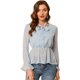 thumbnail image 1 of Allegra K Blusa Con Cuello De Pajarita Semitransparente Con Pu?os Con Volantes Y Lunares Para Mujer Azul claro S Unique Bargains Blusa, 1 of 6
