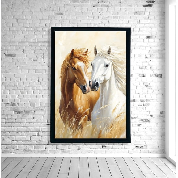 Horse wall art, Wild stallion print, romantic equine decor, white and brown horse, rustic western gift Poster Decor, Size 8x12 UNFFRAMED F03.1.8l1419