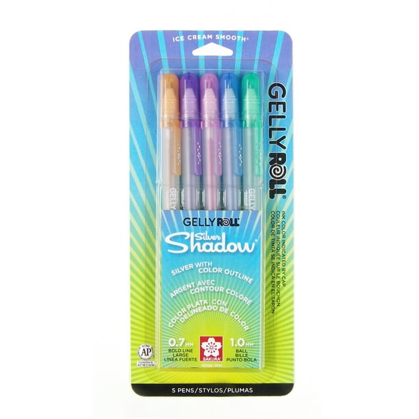 Sakura Gelly Roll Gel Pens, Silver Shadow Two Tone Ink, 5 Color Set