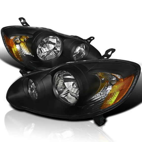 Spec-D Tuning Black Headlights Compatible with 2003-2008 Toyota Corolla Left   Right Pair Head Lights Lamps Assembly