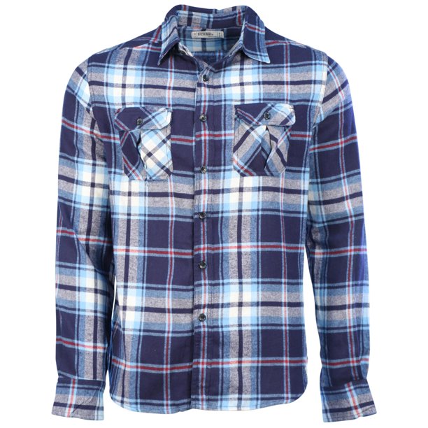 Free Planet Free Planet Men S Plaid Button Down L S Flannel Shirt Walmart Com Walmart Com