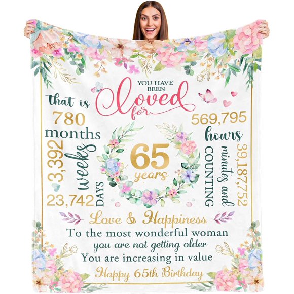 LHSHID 65th Birthday Gifts for Women 65th Birthday Decorations for Women Gifts for 65th Birthday Happy 65th Birthday Gifts Best 65th Birthday Gift Ideas Blanket 40"x50"