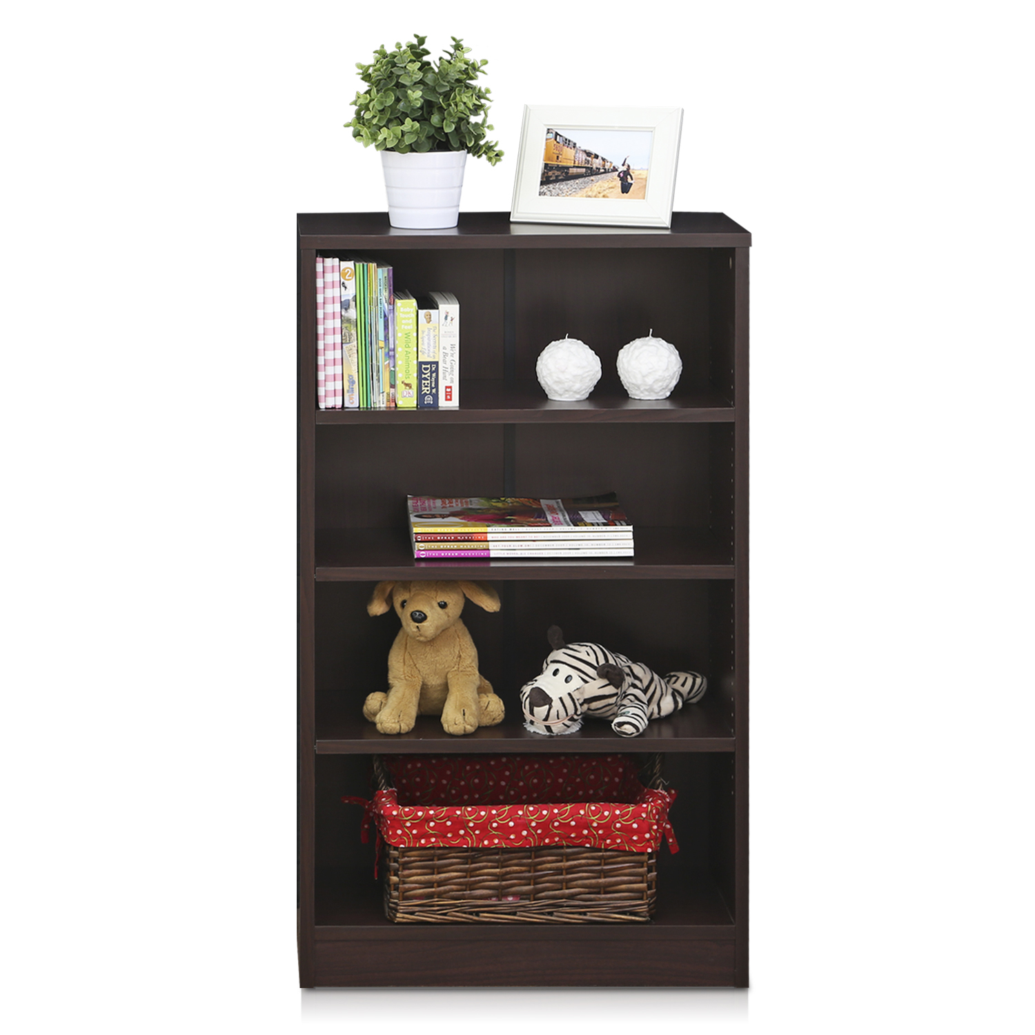 Furinno 4Tier Accessories Storage Shelf, Espresso