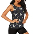 thumbnail image 2 of Xecao Cartoon Rooster print women's scoop neck, loose-fit workout tank tops for the gym., 2 of 9
