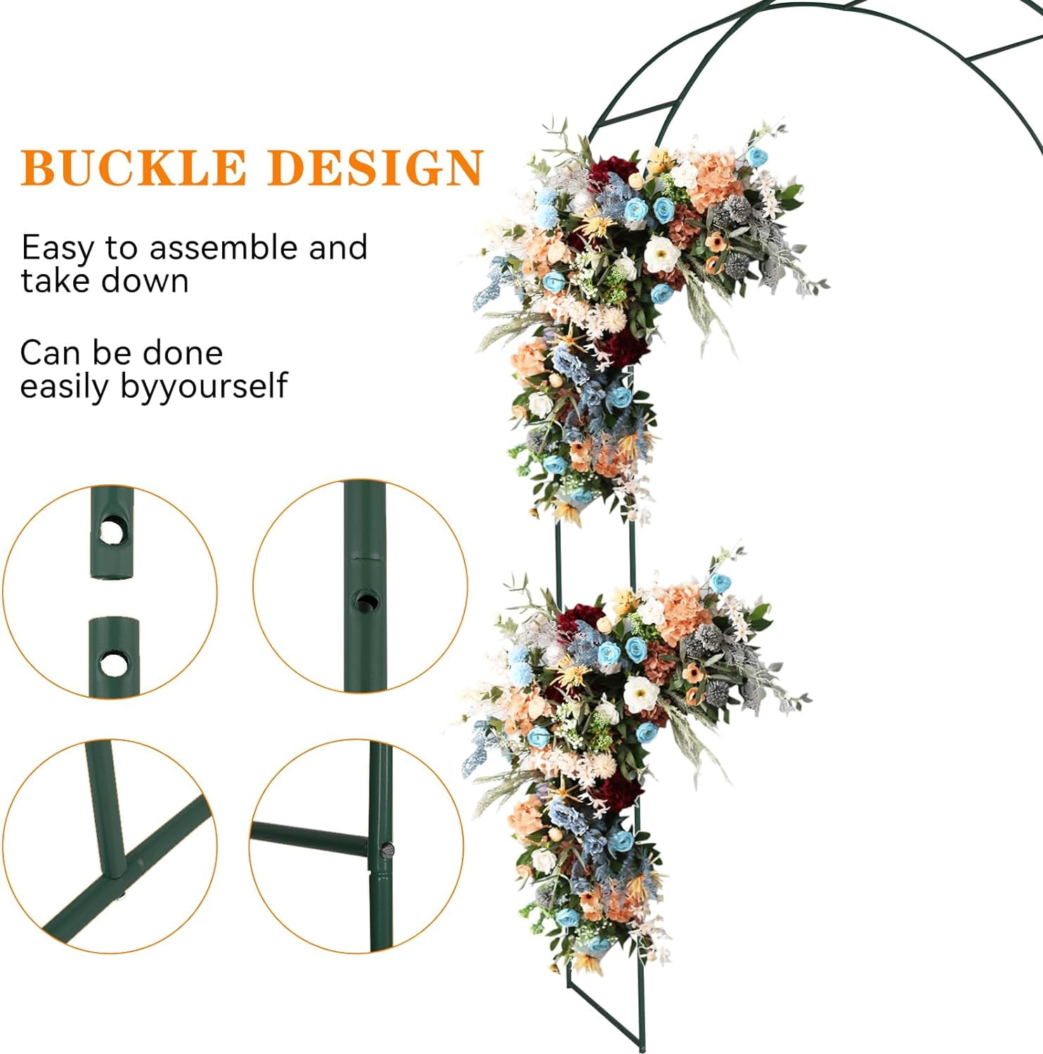 Trellis for  Garden Arch Wedding Arch 7.87 x 4.59 x 1.25FT Christmas Arch Backdrop Stand for Ceremony Metal Garden Trellis for Various Climbing Plant Garden Decor,Assemble Freely 2 Sizes,Black