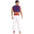 thumbnail image 4 of Trajes de cosplay míticos de Aladino para hombre, disfraz de príncipe árabe, rey, traje de juego de rol, chaleco con ribete de lentejuelas y pantalones con cinturón, 4 of 5