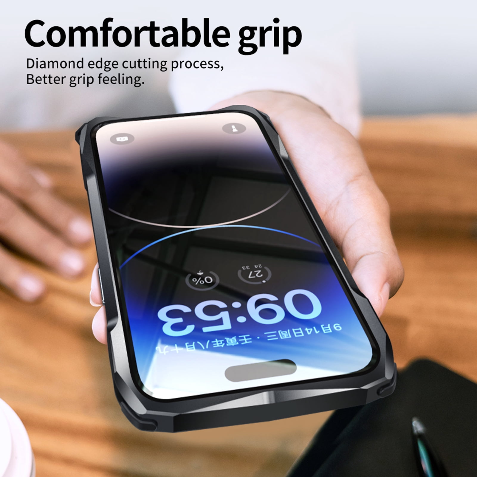 for iPhone 14 Plus with Lens Protector & Metal Bumper Frame & Carbon Fiber Back Patch Slim/Ultra-Thin Lightweight Minimalist Shockproof Protective Phone Accessories for iPhone 14 Plus, Red
