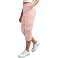 thumbnail image 2 of Only Moment Bermuda Shorts for Women Cargo Shorts High Waist Yoga Pants with Pockets Loose Stretch Dress Work Sweatpants Casual Lounge Pink,4XL, 2 of 7