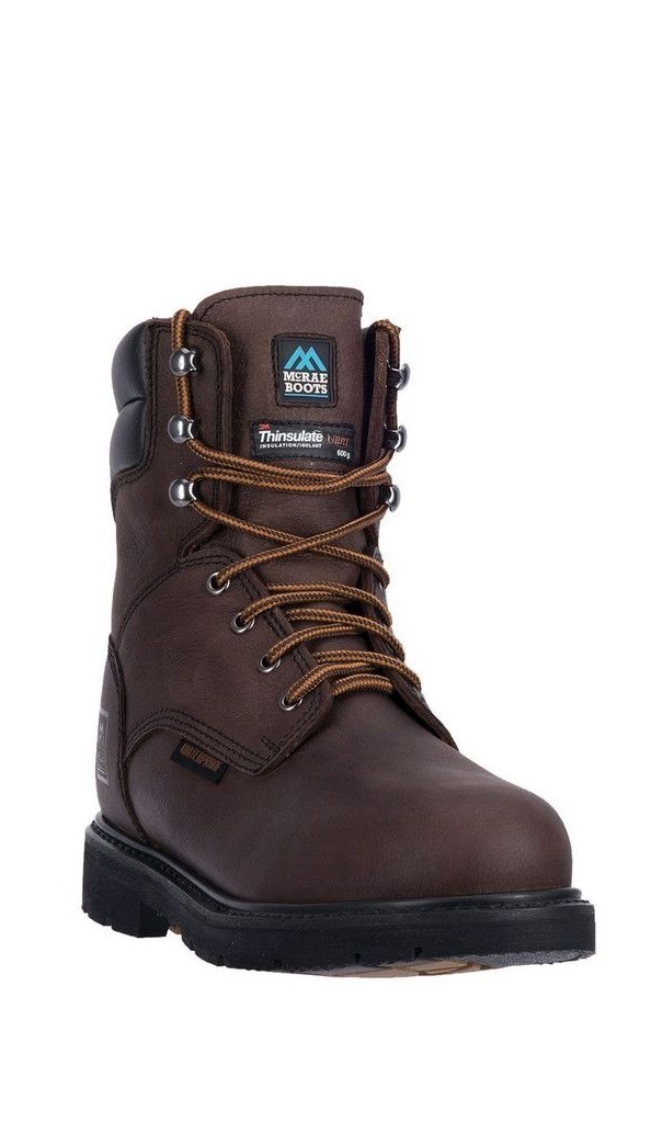 McRae Industrial Work Boots Mens 8" ST EH Lace Up Slip Brown MR88394