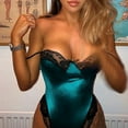 thumbnail image 4 of MSJUHEG Jumpsuits For Women One Piece Jumpsuit Pure Lace Pajamas Wireless Pajamas Women'S Silk Satin Sleepwear Shapewear Bodysuit Green M, 4 of 7