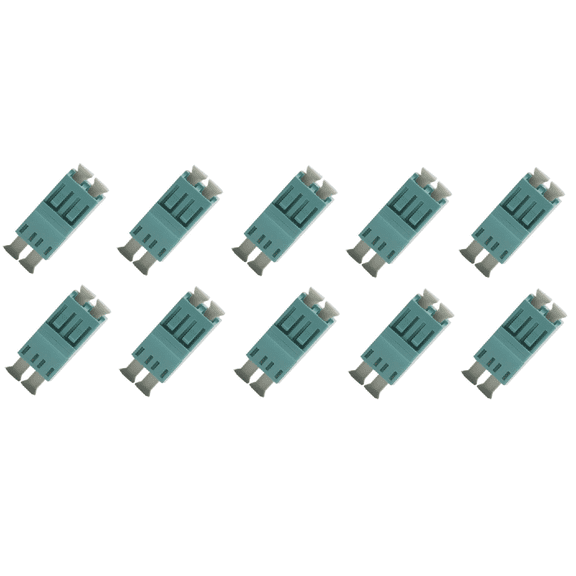Fiber Optic Cable Adapter/Coupler LC LC Duplex Multimode 10 GIGABIT 10gb Aqua (10 Pack)