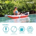 thumbnail image 4 of Intex: Excursion Pro K1 - 10' Inflatable Kayak Set - Orange & Gray, Aluminum Paddle Oars, Pump, Fishing Rod Holders, Adjustable Bucket Seat, 220lb Cap, 4 of 13