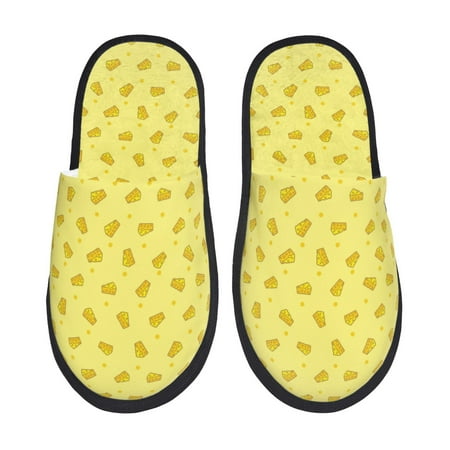 Balery Cheese 1 Slient Indoor Furry Fleece Comfort House Shoes Soft Non-Slip Home Shoes Cotton slippers House Slippers-- Large