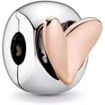 thumbnail image 1 of Abalorio Charm Dije 100% plata de ley 925 Aro con corazon oro rosado, colgante para mujer compatible con Pandora y otras pulseras, 1 of 3