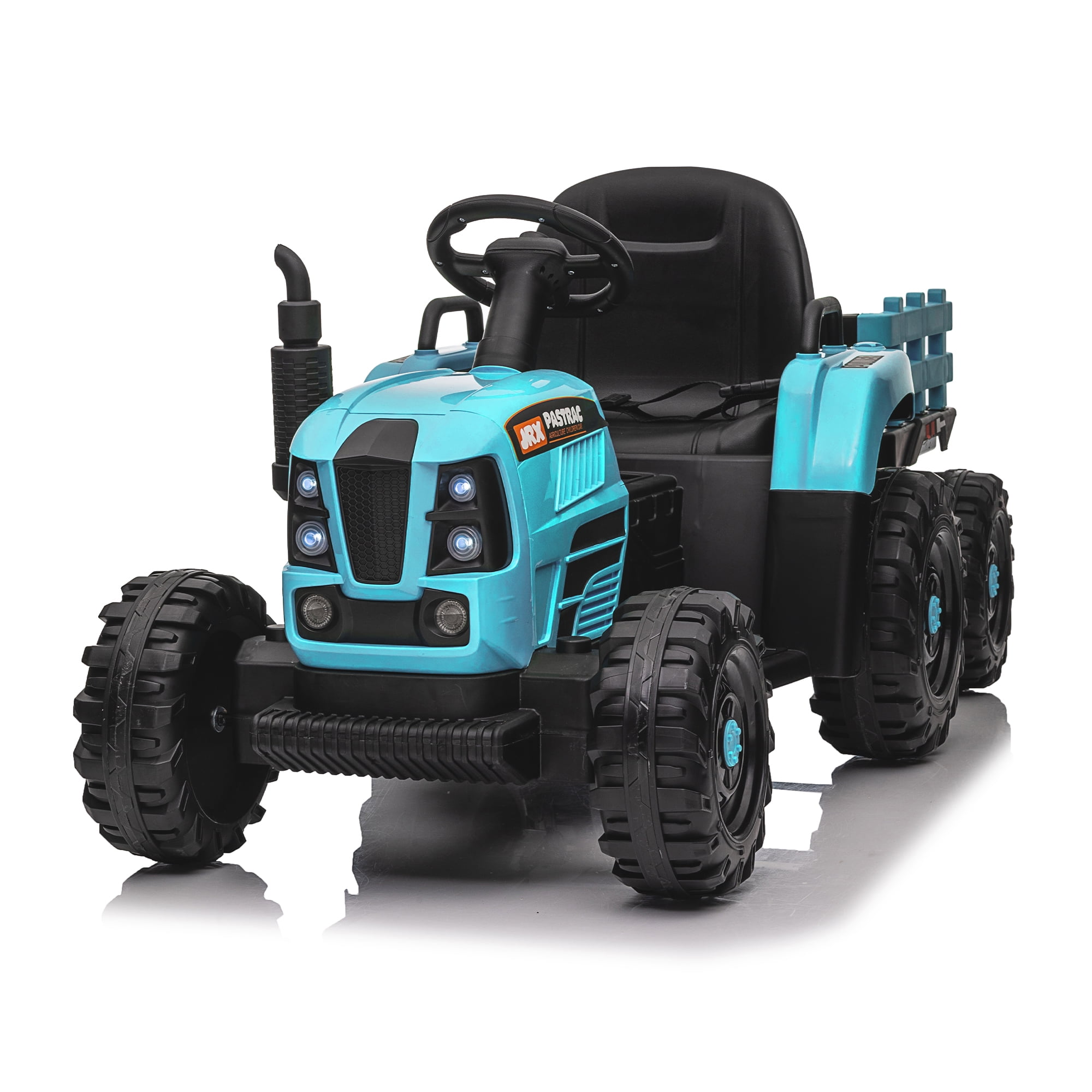 CIPACHO 12V Ride On Tractor with Trailer, 2.4RC, Electric Kids Car Three Speed Adjustable, USB, MP3, Power Display, Blue CIPACHO 12V Ride On Tractor with Trailer, 2.4RC, Electric Kids Car Three Speed Adjustable, USB, MP3, Power Display, Blue